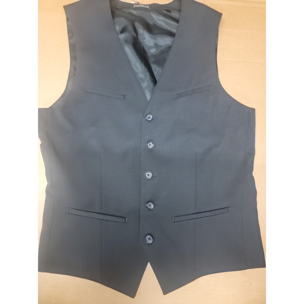 Express Mens XS Vest Black 5 Buttons Adjustable Width Excellent!
